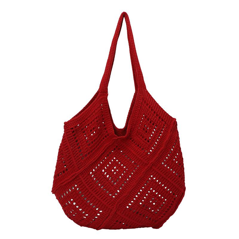 Korean version of fashion hollow knitted bag women's large-capacity seaside vacation shoulder bag versatile woven tote bag