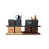 Kreativer Stifthalter Holzuhr Holzwecker Holzstifthalter Büro Elektronischer Stifthalter Tischuhr