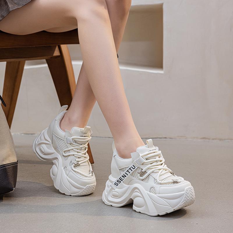 

Women s 2025 Autumn/Winter Thick Sole Dad Sneakers - Small Size, Height-Enhancing, Trendy White Sports Casual Shoes 35