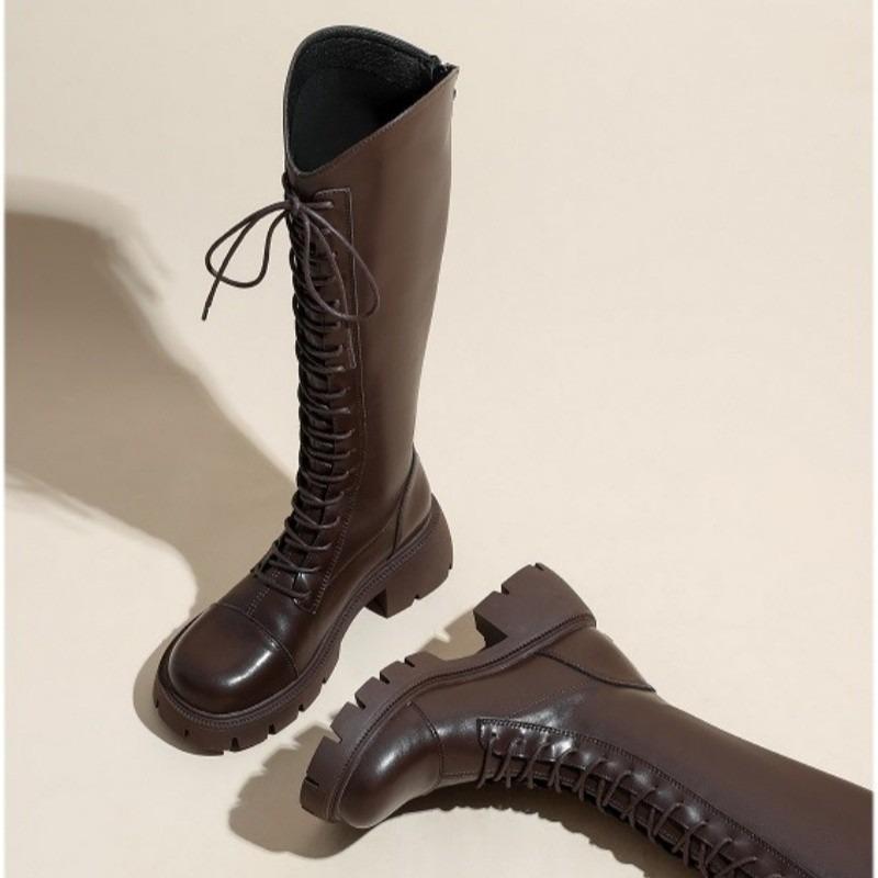 Fashion Knight Boots Women's 2025 New V-mouth Skinny Platform Small Taller Boots