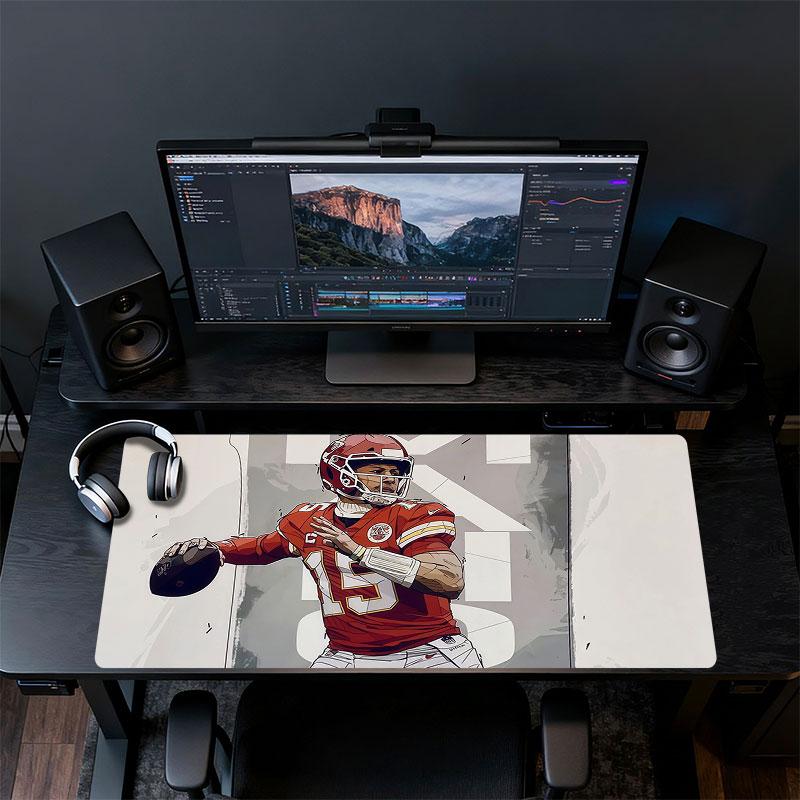 Patrick Mahomes Mouse Pad, Large Gaming Desk Mat, Non-slip XXL Mousepad for Laptop & Tablet, Mini PC Playmat with Stitched Edges