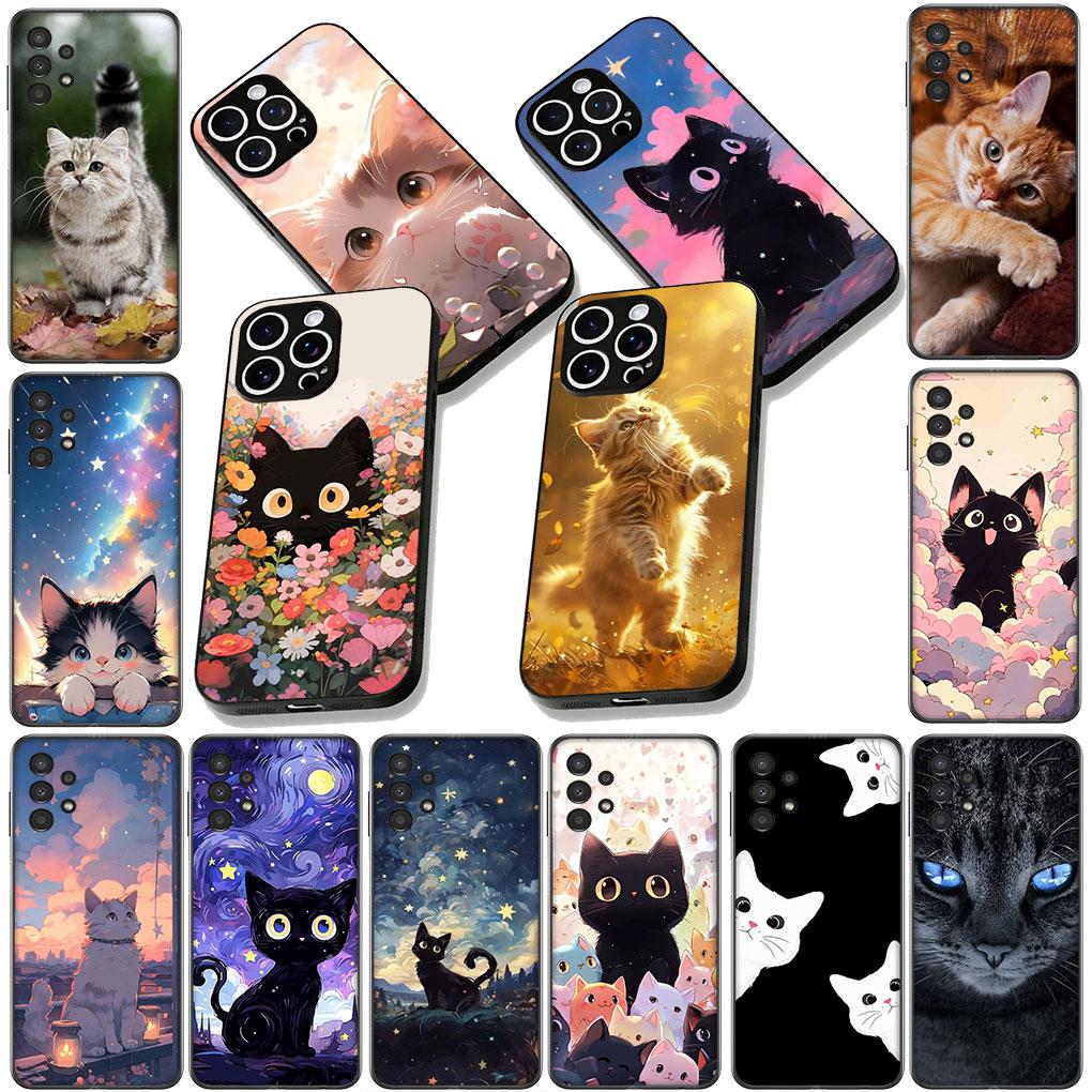 Kitten Cat Meow Anime Casing Phone Cover for Apple iPhone 17 16 14 15 Pro Max Plus 15+ 16E XR ProMax Air 16+ Soft Case