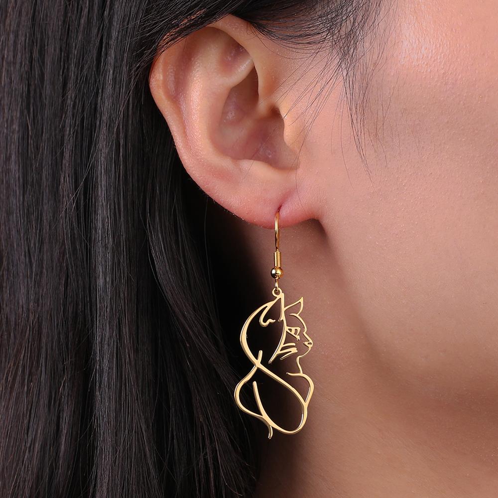 Cazador Gold Color Cat Kitten Drop Earrings for Women Stainless Steel Jewelry Cute Animal Earrings Valentine Gift Wholesale 2026