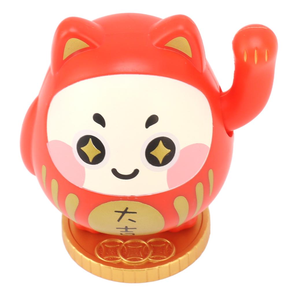 Waving Lucky Cat Solar Powered Decorative Ornament Fortune Cat Figure for Car Home Restaurant Cafe