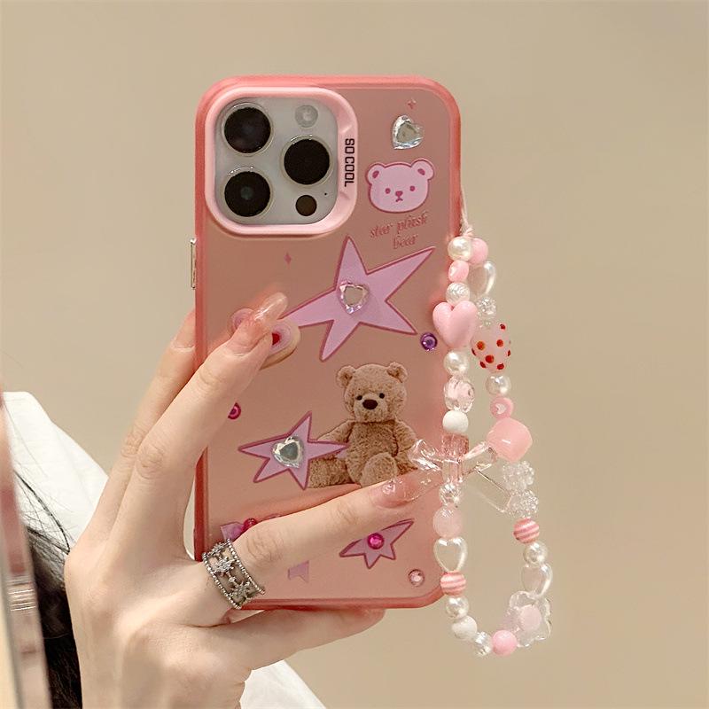 Zhitai iPhone 15/14 Pro Max Frosted Laser Case with Bracelet, Compatible with 12/13/16 Series