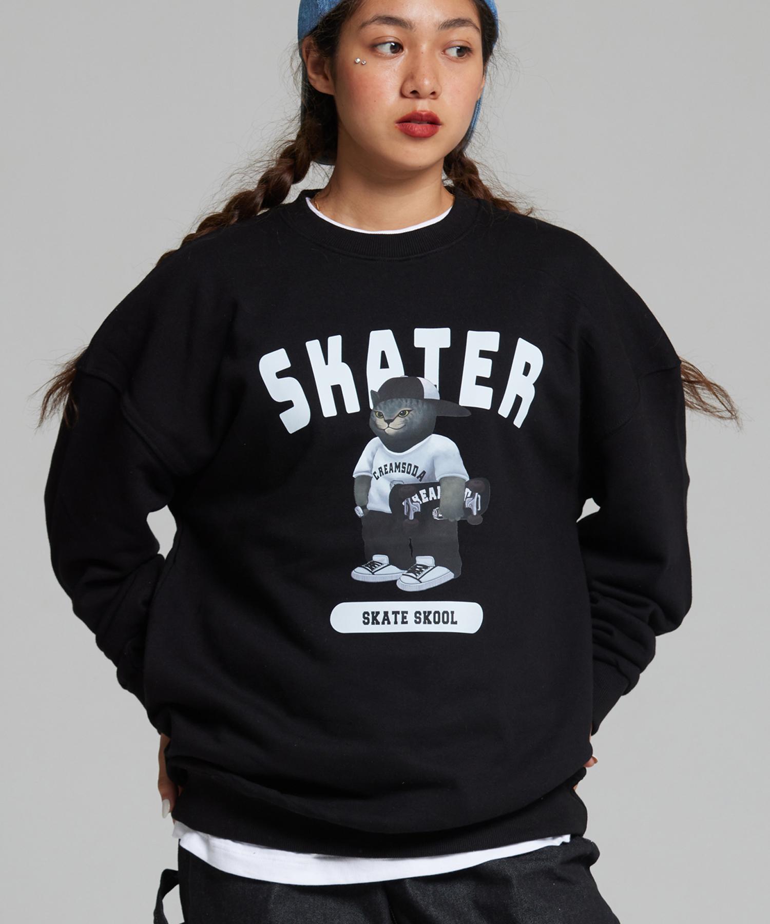 Cream Soda Lab Lab Gray Skater Sweatshirt Black Fleece-Lined Xl