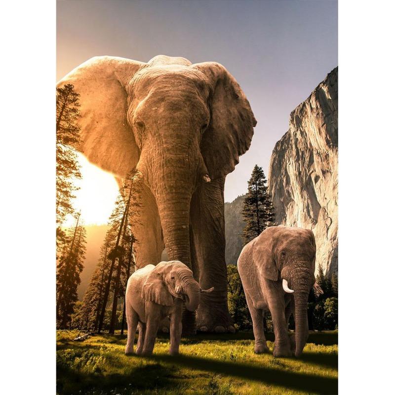 Vahşi doğa, fil, aile posterleri, tuval, resim, hayvan, baba, anne, çocuk, sevgi, modern oda için duvar sanatı resim