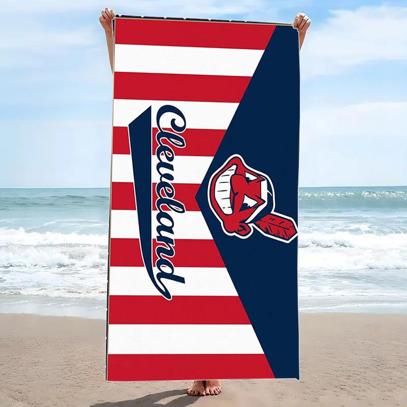 Cleveland Indians Print Beach Towel, Large Soft Quick Dry Towel for Beach Camping Swimming