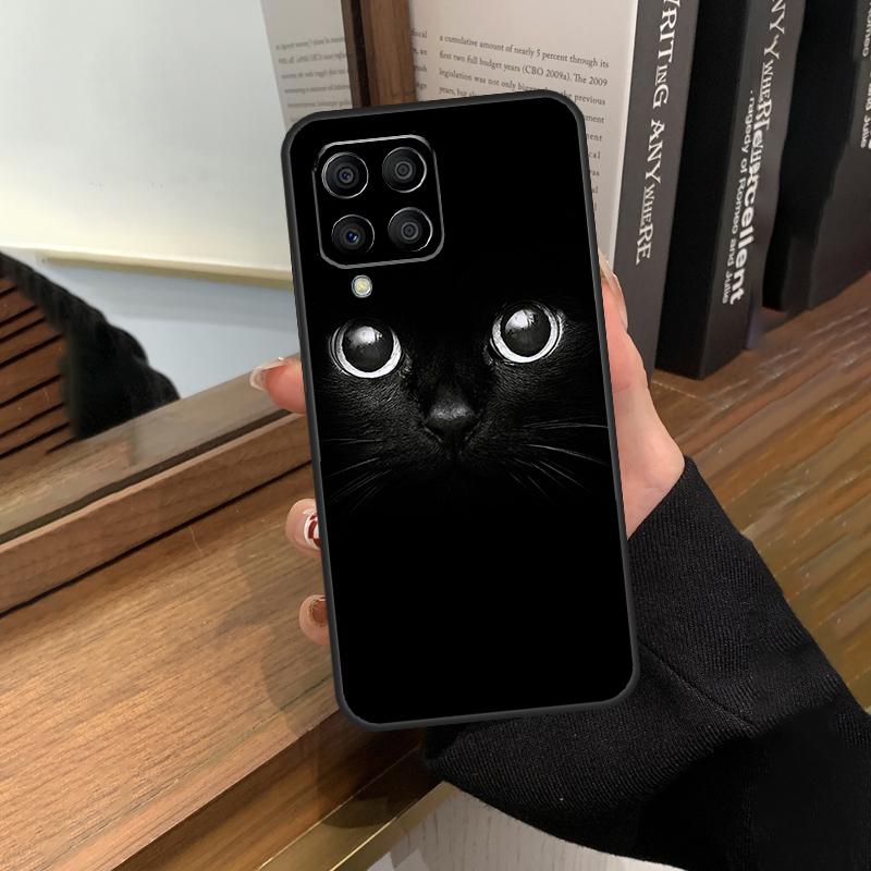 Black Cat Face Kitty Case For Samsung Galaxy M31 M21 M11 M20 M23 M54 M14 M34 M13 M52 M32 M12 M16 M36 M56 M15 M55
