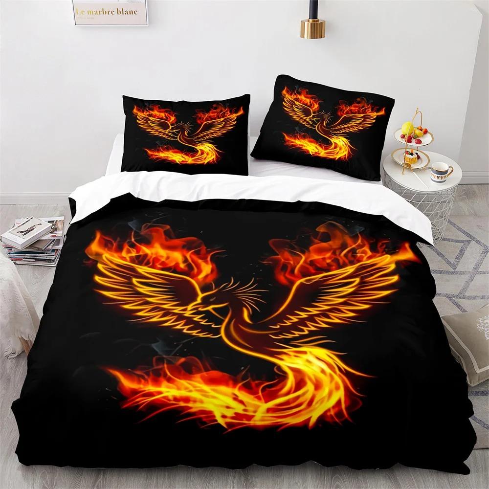 Phoenix Nirvana Duvet Cover Set Soft Fire Patterned Bedding Sets for Children Adults Teens Polyester Comforter Cover King Size