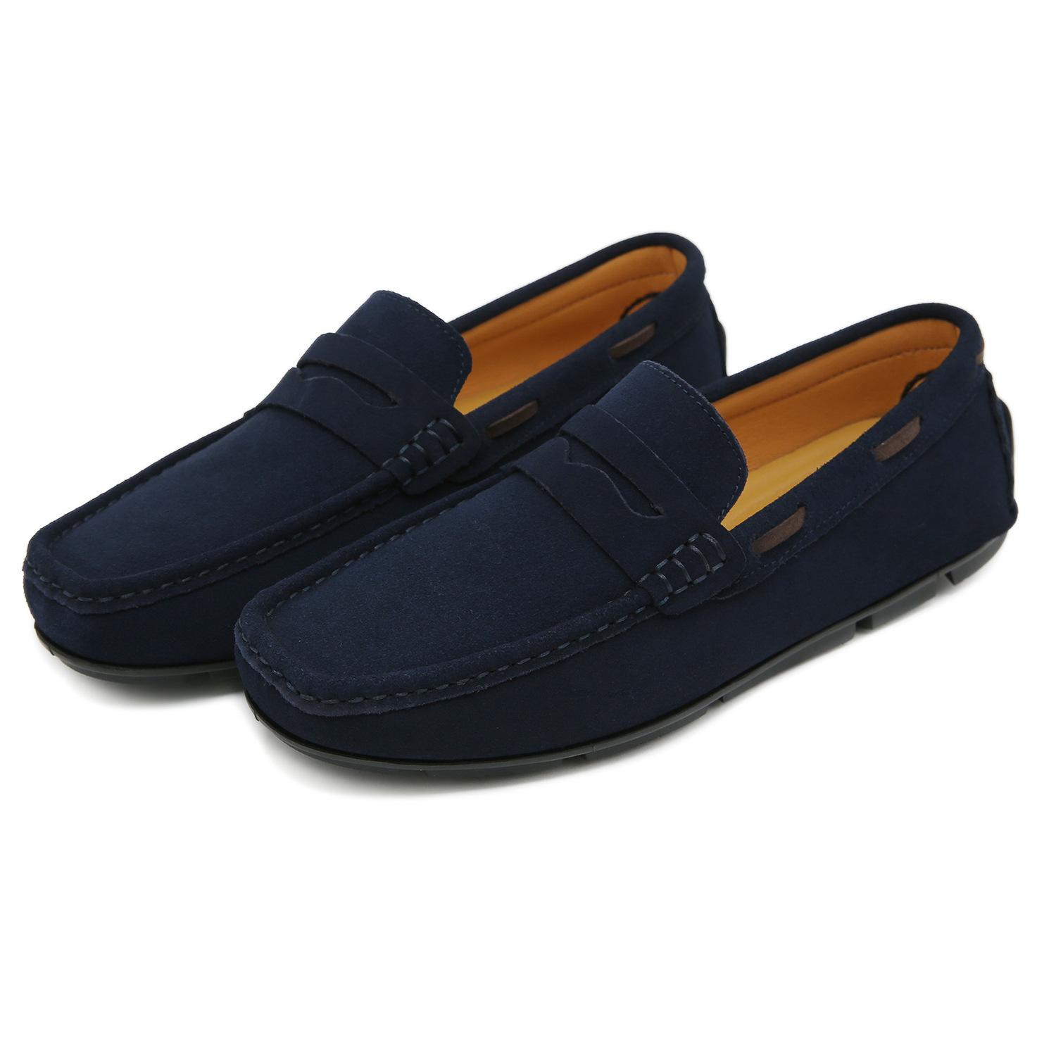 

Men s shoes popular summer new Doudou shoes men s leather casual shoes breathable one pedal driving loafers 46 синий