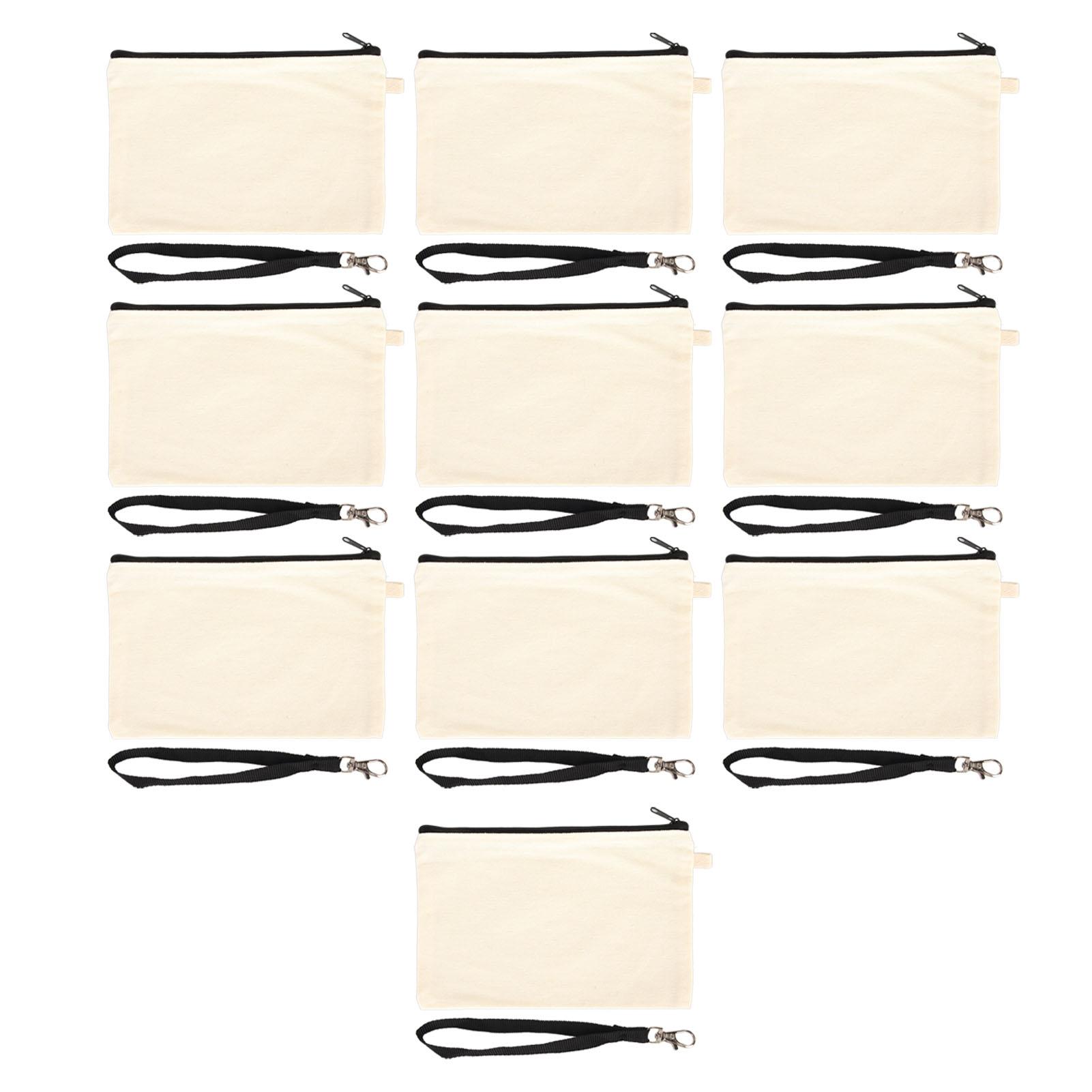 

10шт холщовая косметичка с черным шнурком портативная многоцелевая пустая сумка для рукоделия для путешествий белый