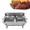 Foldable Dual Compartment Chafer Set - Stainless Steel Buffet Warmer with 2 Food Pans & Water Pan for Catering, Banquet, Wedding