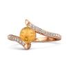 Citrine Bypass Design with White Topaz Accents Ring - 925 Sterling Silver Rose Gold Vermeil