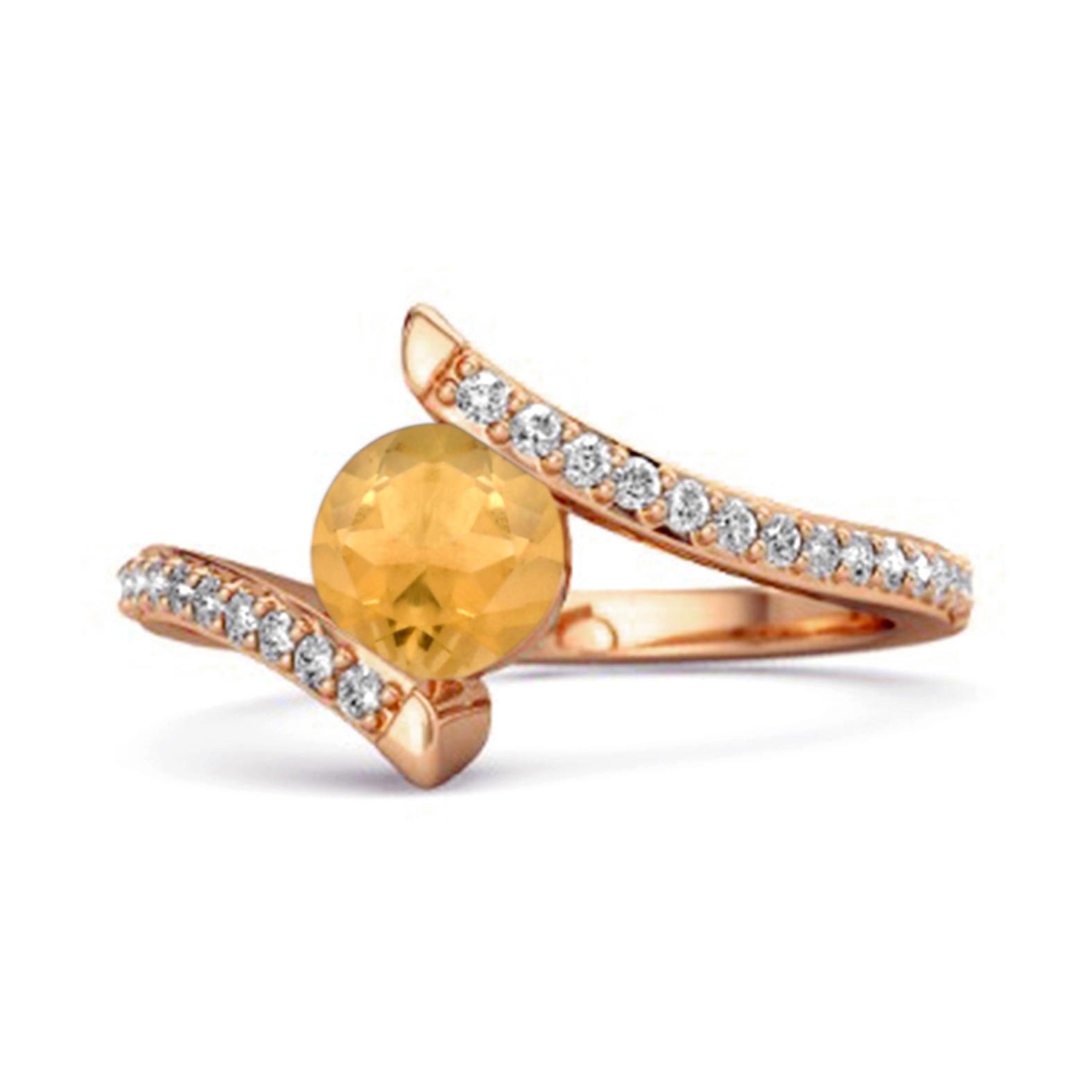 

Citrine Bypass Design with White Topaz Accents Ring - 925 Sterling Silver Rose Gold Vermeil 8 Яскраво-рожевий