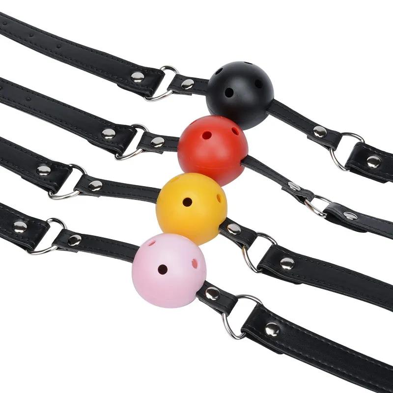 Female Blowjob Toy Sex Slave Silicone Gag Ball BDSM Bondage Restraints Open Mouth Breathable Sex Ball Harness Strap for Women