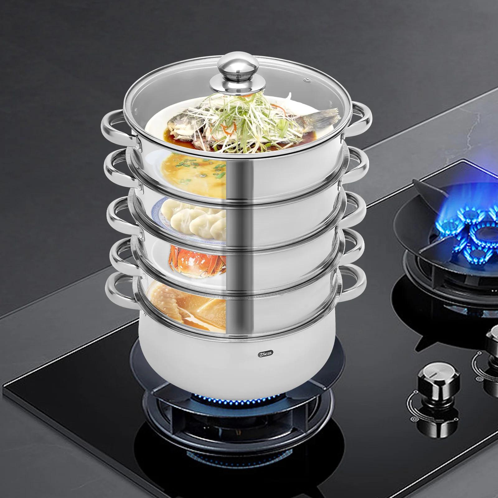 

30cm 5-Tier Multifunctional Stainless Steel Steamer Kitchen Cooking Steamer Durable And Easy-to-clean