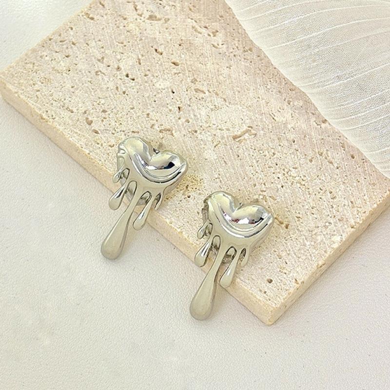 Trendy Alloy Melting Heart Stud Earrings Stylish Fashion Jewelry Luxury Heart Ear Studs Gift For Women
