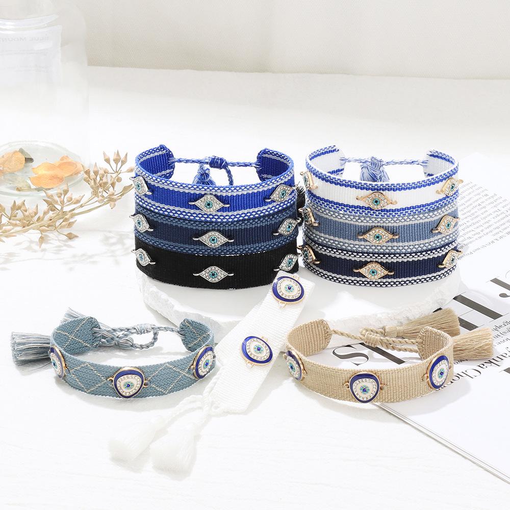 Handmade Braided Blue Evil Eye Bracelet - European & American Style Lucky Charm for Women