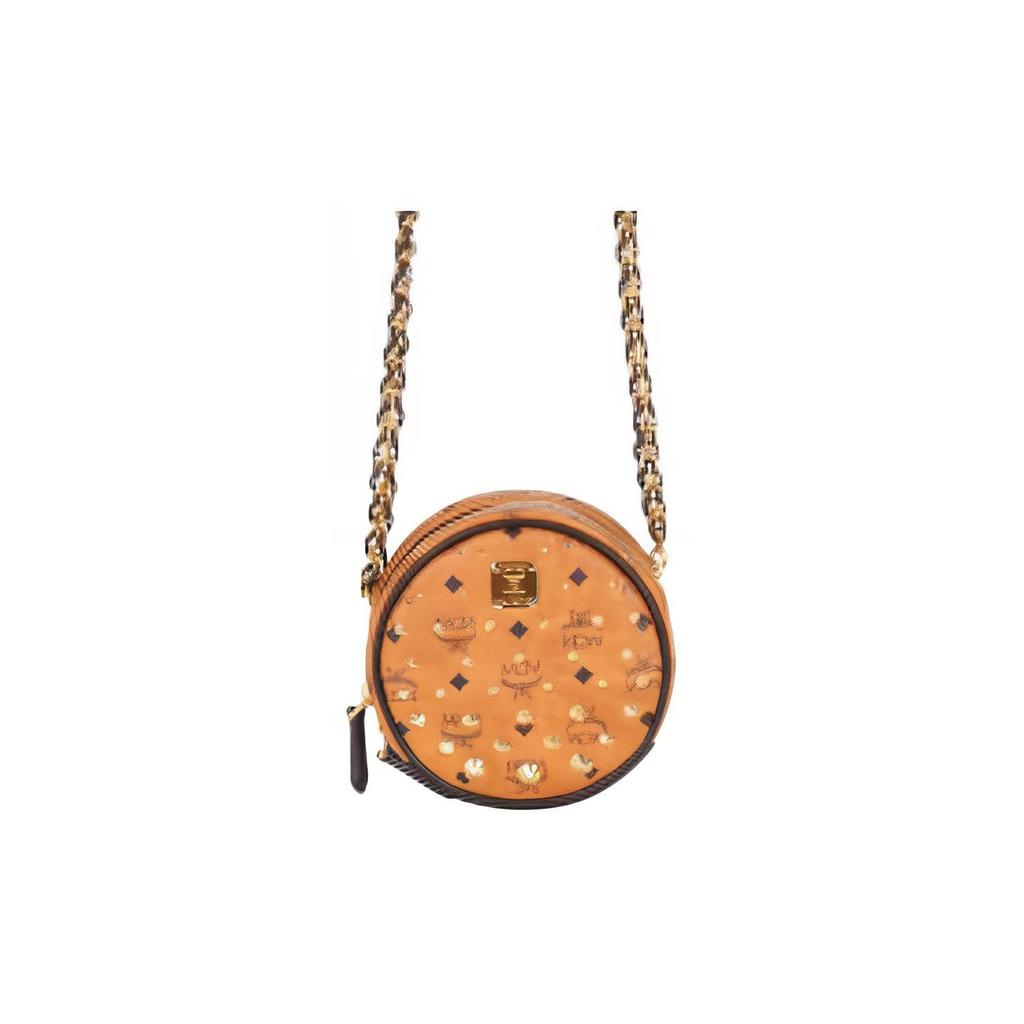 Neue MCM Nappa Leder Umhängetaschen Extra Mini Damen Cognac & Schwarz MWRCSVI03CO001