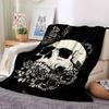 1pc Skull Flowers Lightweight Flannel Blanket, Comfortable and Warm Blanket, for Office and Camping Sofa Bed, Livingroom113