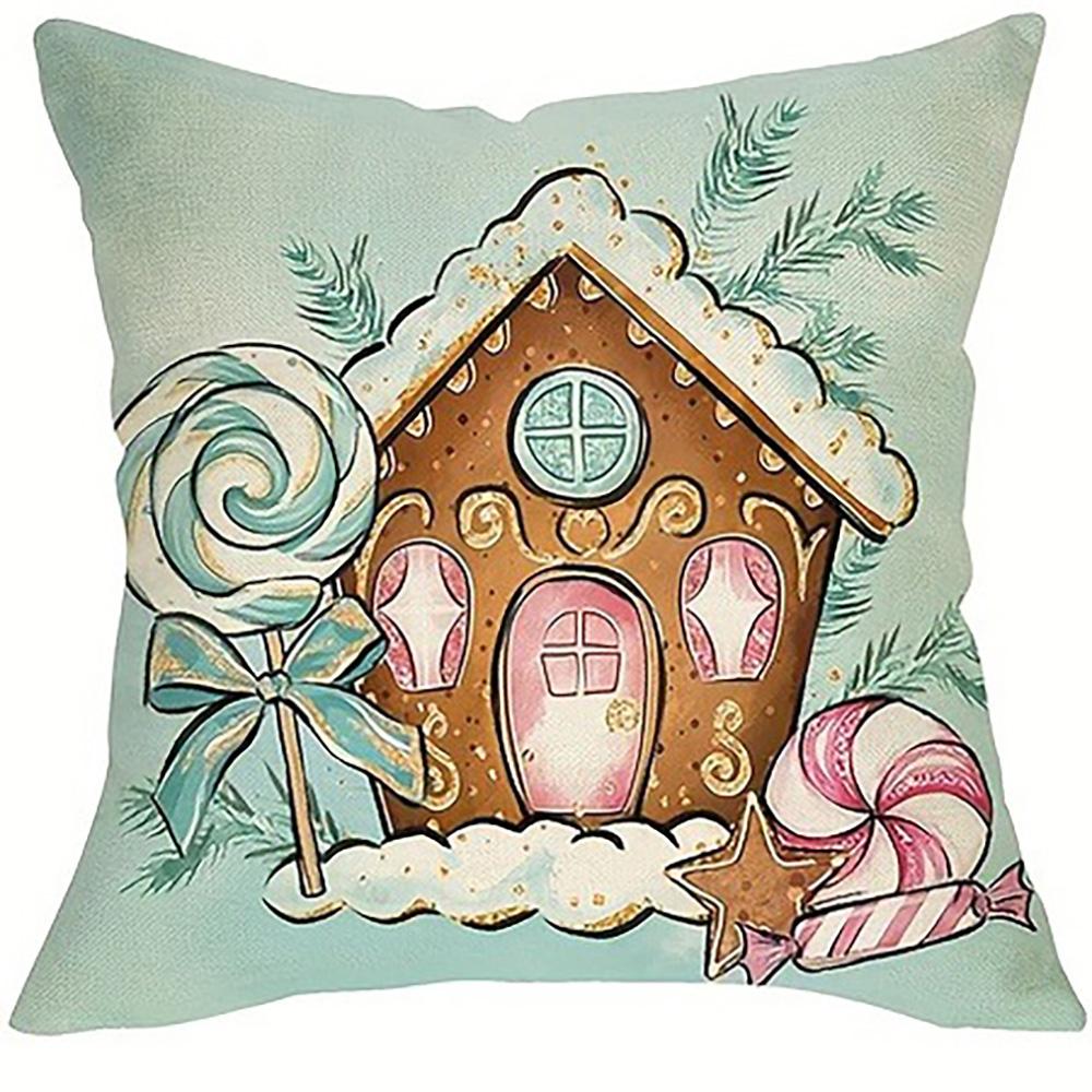 

Рождественские наволочки с имбирным пряником: Веселый и яркий декор Чехол для подушки дивана-кровати, Новогоднее украшение для дома 16x16Inch
