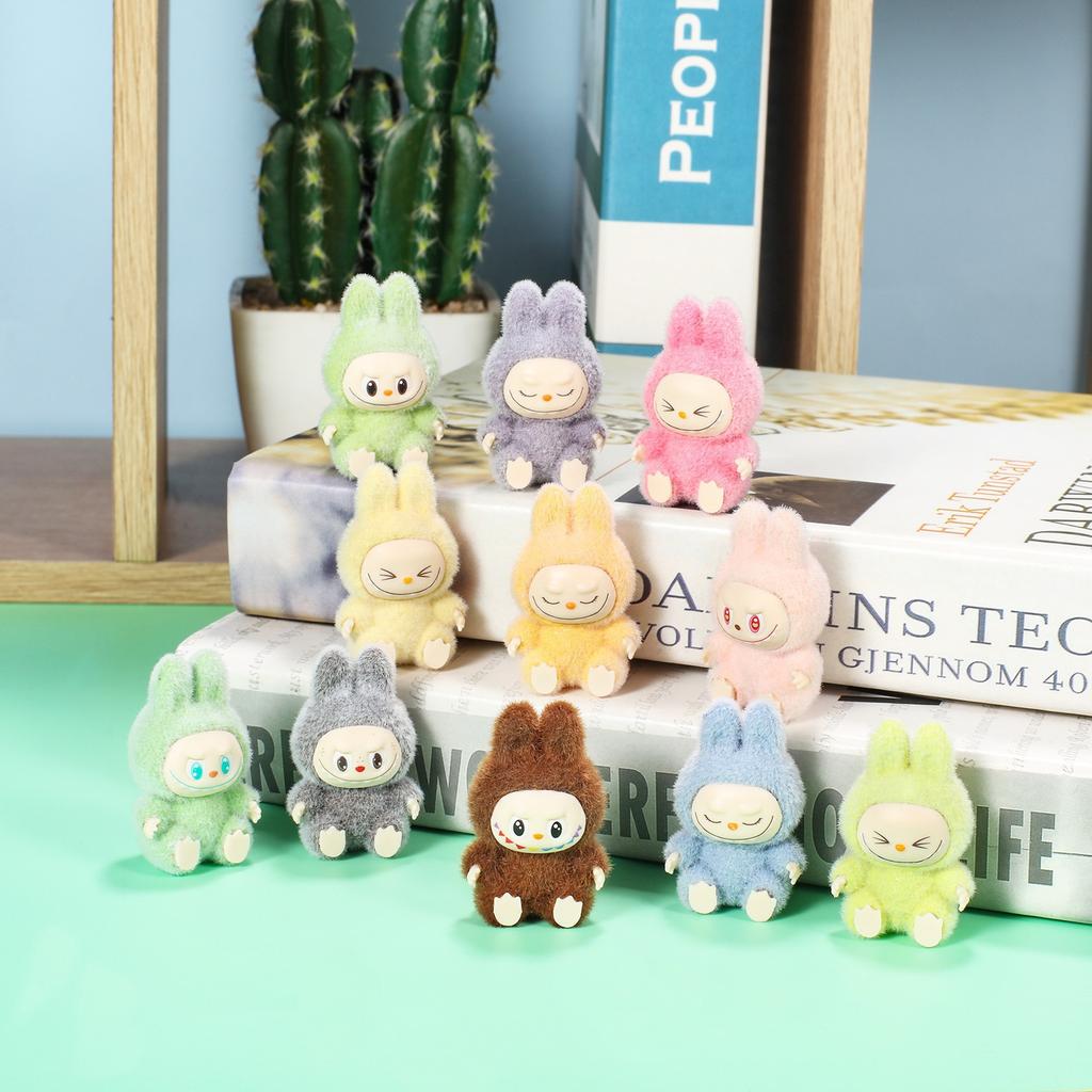 4Pcs Labubu Plush Toy Kawaii White Labubu Stuffed Plushies Toys for Pillow Children Key Chain Accessories Doll Toys 4cm