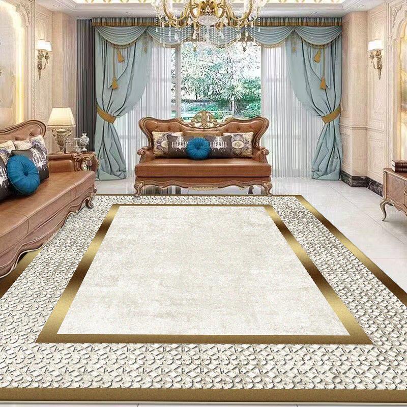 European Style Golden Carpet Living Room Luxury Large Area Decoration Bedroom Rugs Lounge Coffee Tables Non-slip Mat Washable