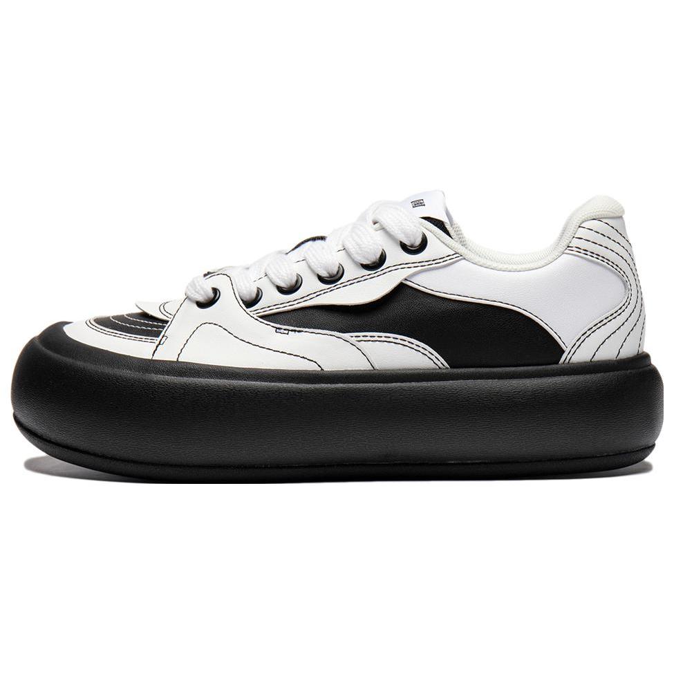 new LiNing Puff Platform Cushioning Low Top Skateboard Shoes Women's White Black