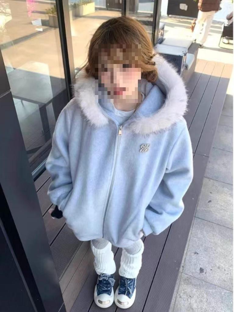 Guochao Fur-Collared Hooded Sweatshirt - Autumn/Winter Cotton Versatile Plus Velvet Outerwear for Students & Couples