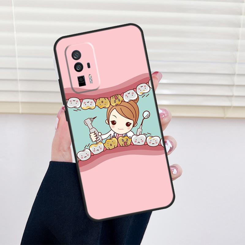 Cartoon Dentist Dental Teeth Cover For Xiaomi 15 14 13 Ultra 11T 12T 13T 14T Pro POCO X7 Pro X3 X5 X6 M6 F5 F6 Pro Case