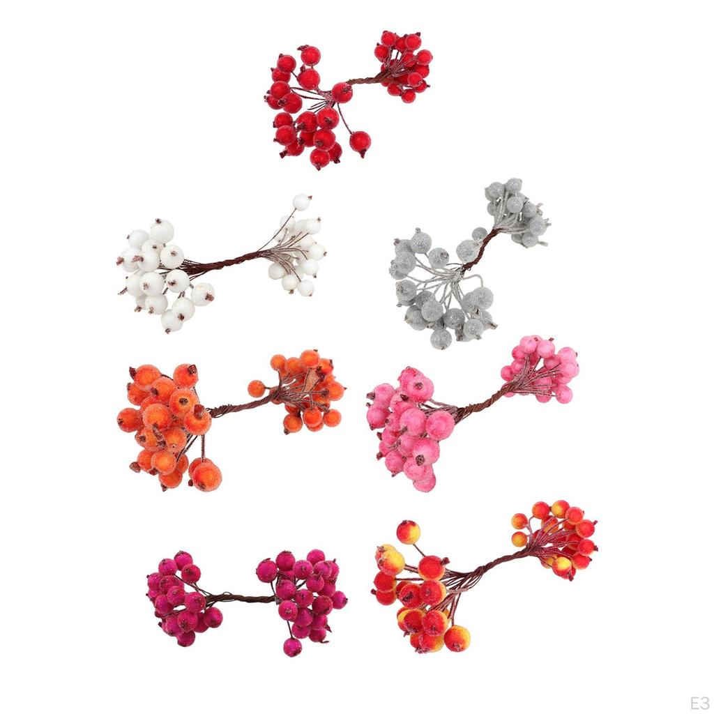 40 Köpfe Künstliche Frosted Holly Beeren Blumenarrangement Gefälschte 20 Draht für Party Handwerk