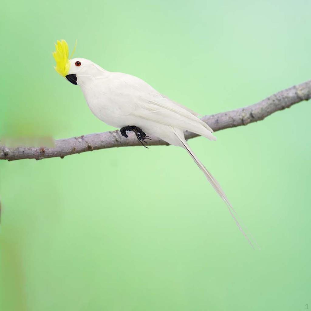 2x Realistický Ara Papoušek Umělý Zvířecí Ozdoba Hračka Bílá