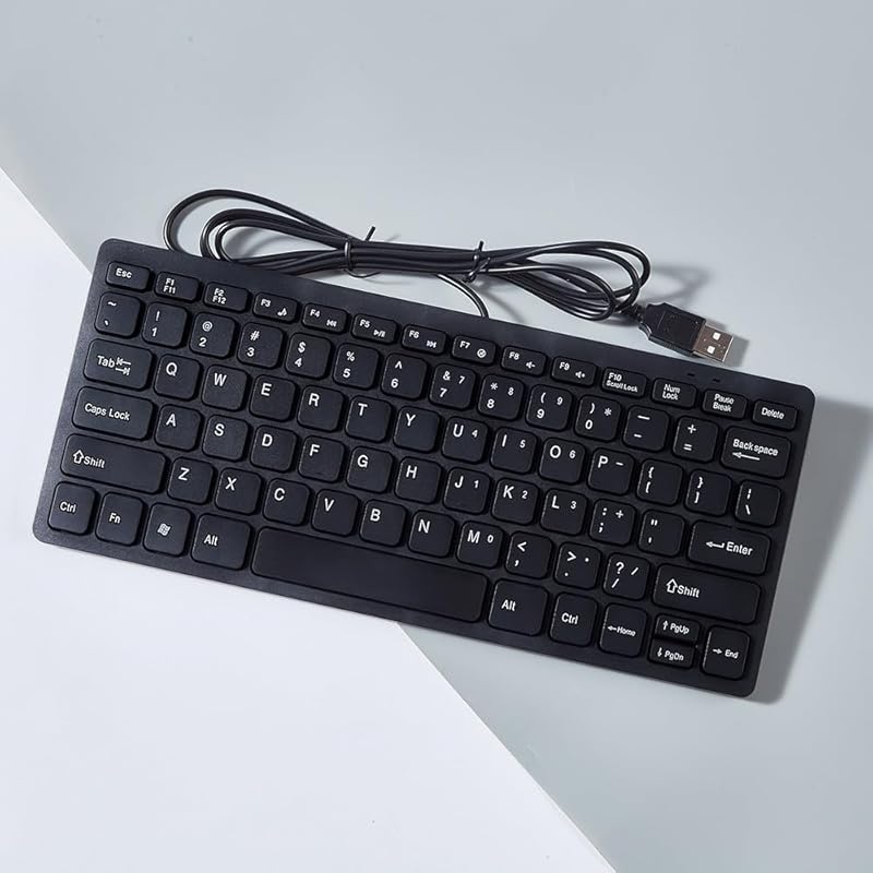 

K1000 usb wired keyboard mini English layout 78 keys Quiet small size Thin compact No numeric keypad membrane USB connection With 1.5m cord