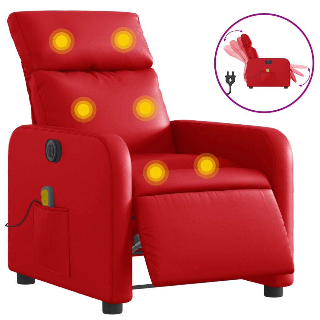 Electric Massage Chair Red Faux Leather