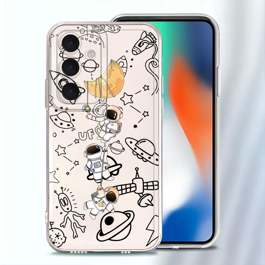 Kreslený roztomilý pouzdro astronaut pro Samsung Galaxy A34 A35 A14 A16 A56 A50 A54 A15 A55 A23 A36 A13 A33 A52 A25 A51 A52 A31 A26 A24