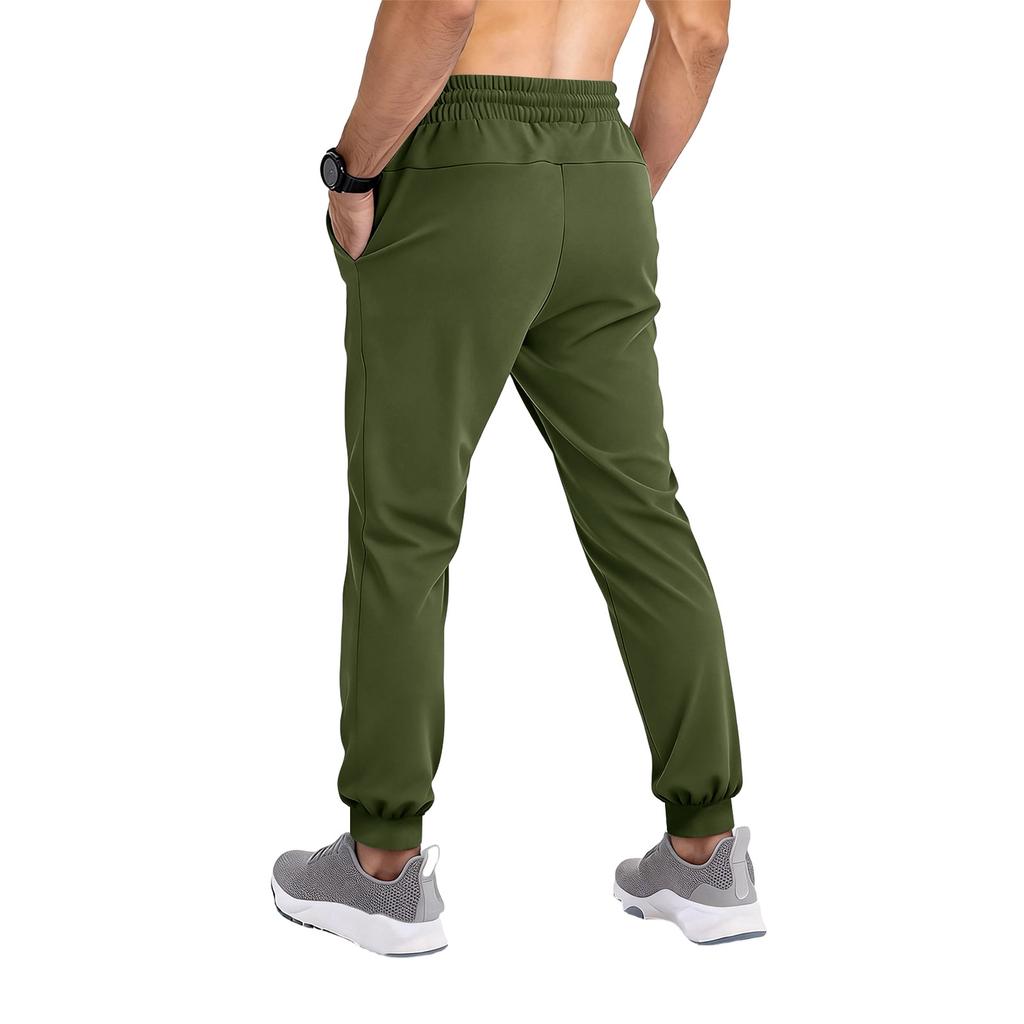 Men's Tapered Joggers With Zipper Pockets | Elastic Quick-Dry Athletic Pants For Workout & Running