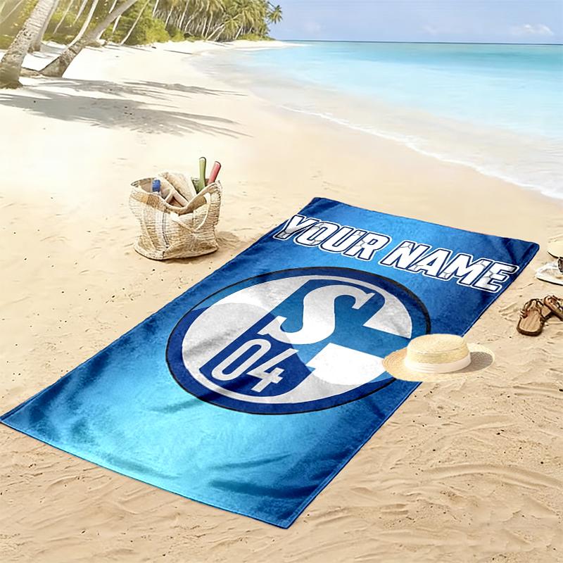 Custom Name FC Schalke 04 Print Beach Towel, Large Soft Quick Dry Towel for Beach Camping Swimming_xia