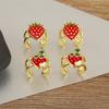 Nidin New Trendy Enamel Drip Oil Strawberry/Cherry/Watermelon/Apple Shape Ear Clip Earrings No Piercings For Women Girls Jewelry
