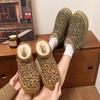 Autumn and Winter New Warm Cotton Shoes Leopard Print Women's Cotton Boots Piled Thickened Warm Heightening Boots Women