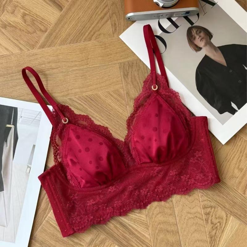 Triangle cup natal thin underwear women's big breasts show small and thin lace bra sexy pure desire without steel ring