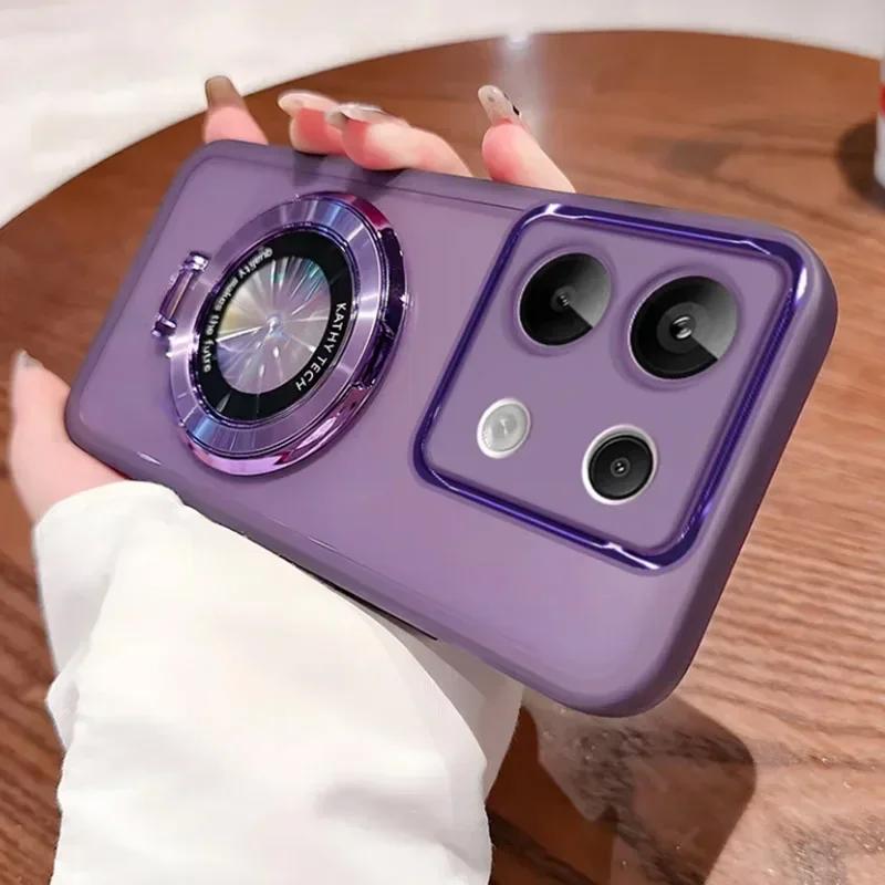 G 15 75 5G Gjennomsiktig Linsefilm Etui for Motorola Moto G15 G75 G85 G35 G45 G53 G84 Magnetisk Støtteholder Silikon Telefondeksel