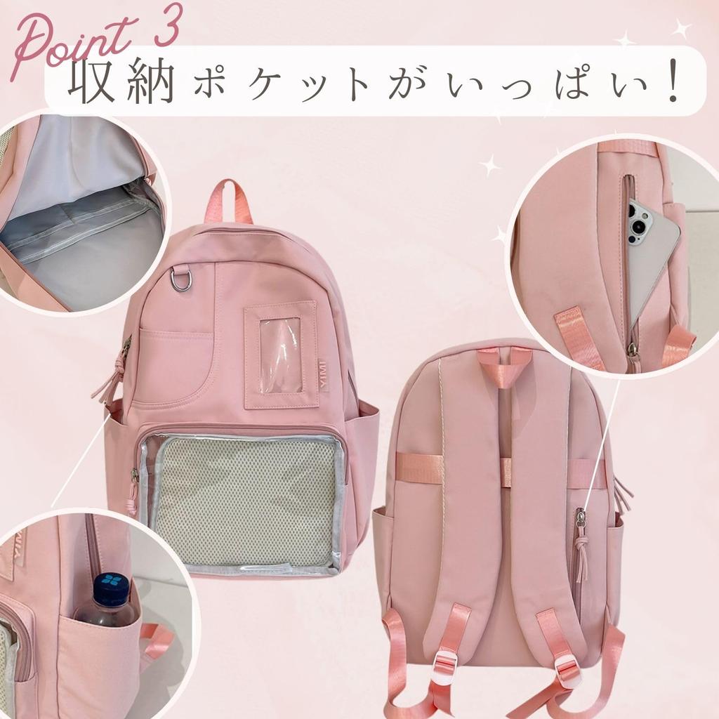 Harujio Ita Bag Large A4 Light Perfect for Otaku Plush Acrylic Everyday Events Backpack, Capacity, Size, Black, Brown, Pink, Blue, Clear, Activities,