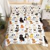 Cute Dog Duvet Cover Double Size Pug Corgi Puppy Bedding Set With 2 Pillowcases Watercolor Animal Grey Reversible