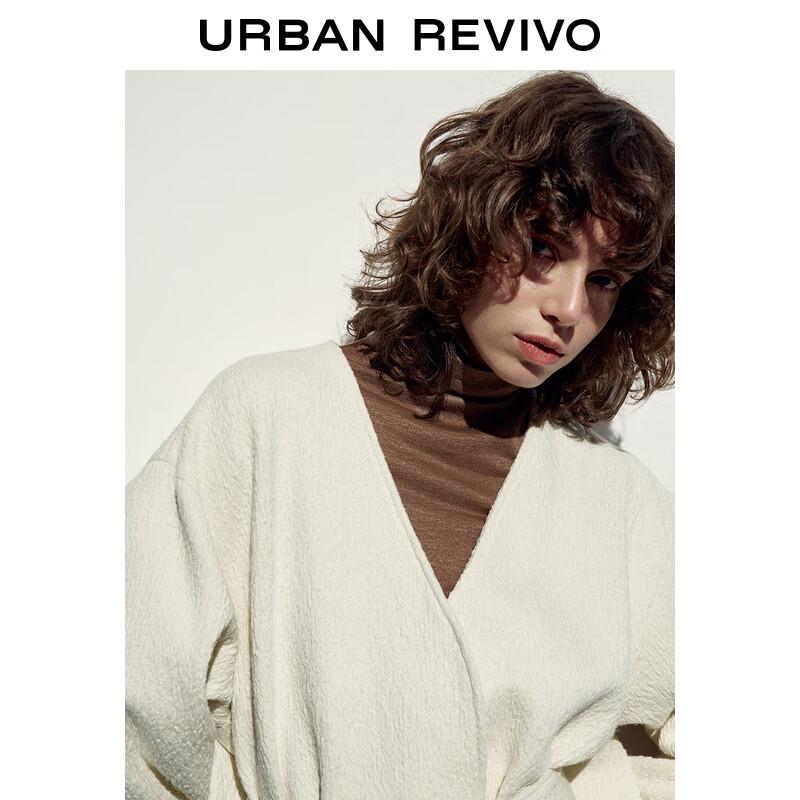 UR Women's 2024 Spring Relaxed V-Neck Waist Tie Loose Coat