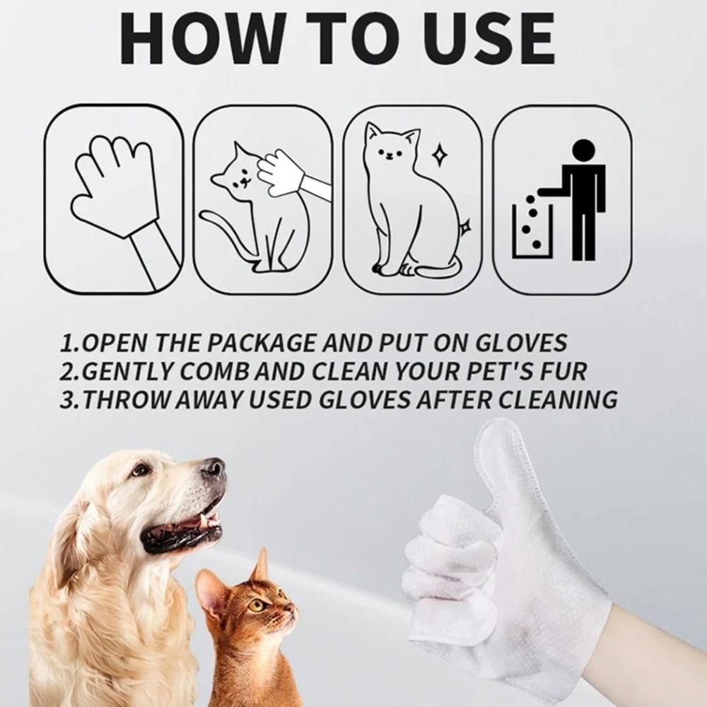 6Pcs Set Deodorizing Pet Wipes Gloves Pet Wipes Disposable Gloves Pet Care Cleaning Wipes