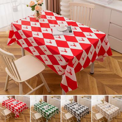 Nordic Style Tablecloth, Waterproof Oil-Resistant No-Wash Material Checkered Designfor Home Outdoor Use, Easy Clean, Ideal for Dining Tables, Desks &