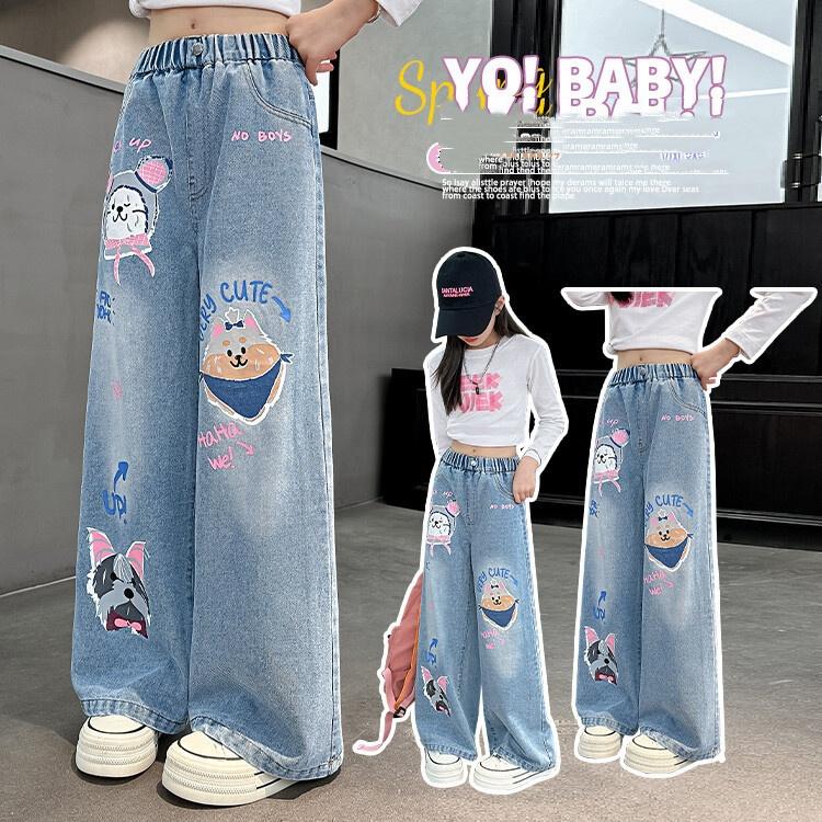 Pantaloni a gamba larga da bambina Prodotto alla moda e versatile Bambini medi e grandi Slimming Tasca posteriore
