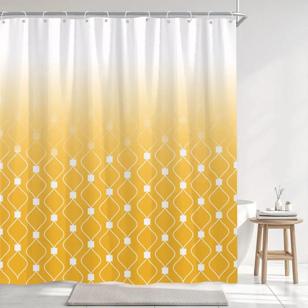 Abstract Geometric Lines Shower Curtain Simple Modern Style Striped Printed Polyester Fabric Shower Curtains Bathroom Decoration