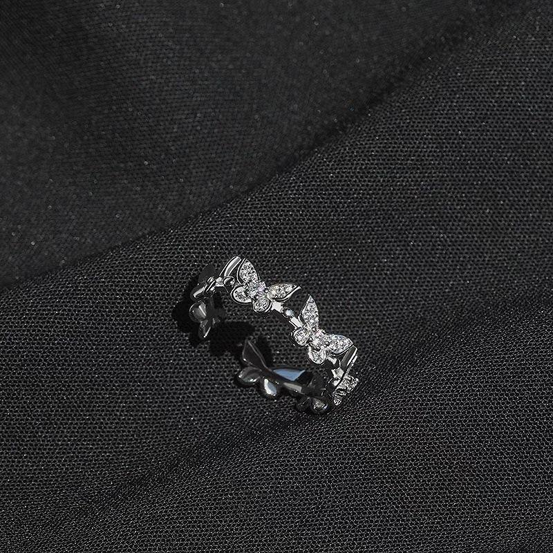 Elegant Adjustable Zirconia Butterfly Ring for Women - Fashionable Summer Open Index Finger Jewelry.